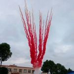 СУ0502512R Пирофф Дневная батарея салютов красная веер 25*1,2(треск+свист) 4/1  - Дневная батарея салютов